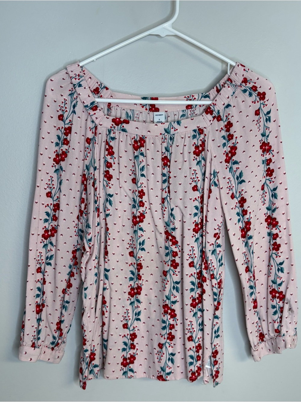 Old Navy Pink Off-Shoulder Floral Tunic Top